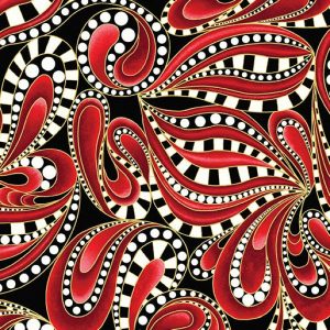Cat-I-Tude-Paisley Tonal Swirl Red-fat quarter