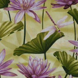 Dragonfly Dance- Waterlily Pool- Green