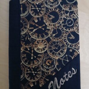 Fabric Book Cover-Notebook-Steampunk Clocks