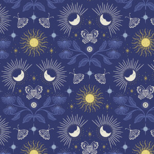 Celestial by Lewis & Irene-Celestial Garden on Dusk with Gold Metallic