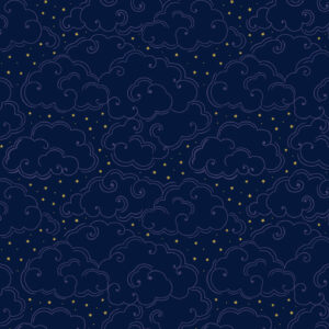 Celestial by Lewis & Irene-Celestial Clouds on Midnight with Gold Metallic