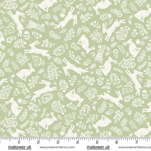 Foxwood-Bunnies-Green by Makower