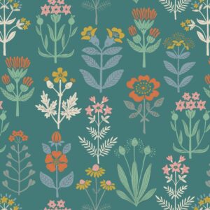 Majolica-Floral on Garden Green by Jo Rose for Lewis & Irene
