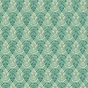 Majolica-Floral Stems on Minty Green by Jo Rose for Lewis & Irene
