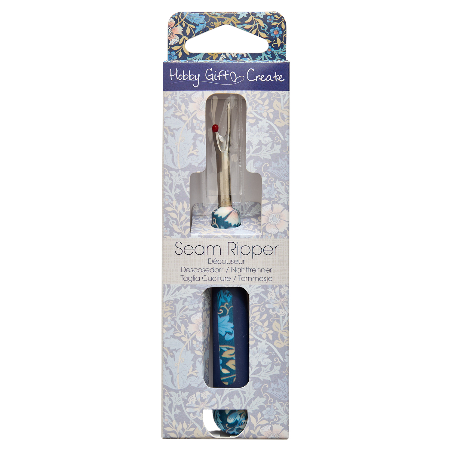 Hobby Gift Seam Ripper with Soft Grip Handle- Woodblock Floral