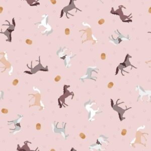 Smaill Things Countryside-Horses On Pink From Lewis & Irene